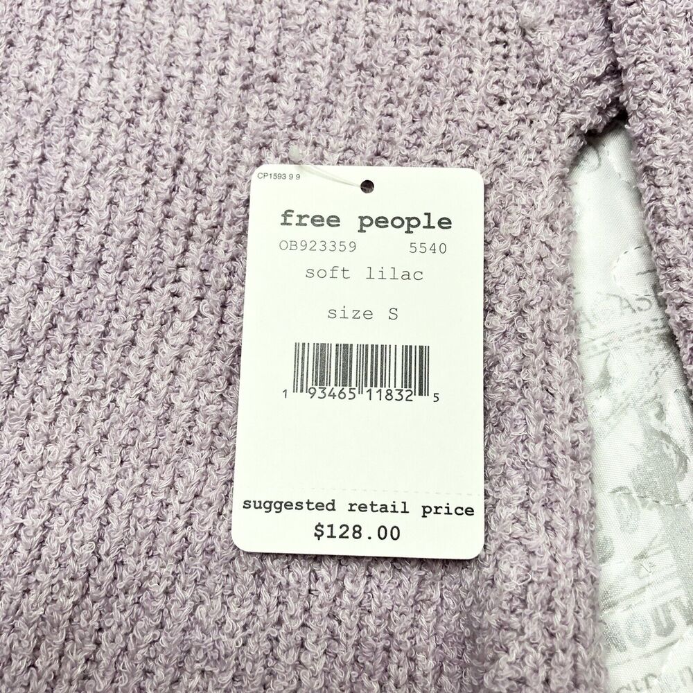 Free People Women Purple Lilac Long Sleeve V-neck Faux Wrap Sweater S OB923359 - Picture 3 of 8